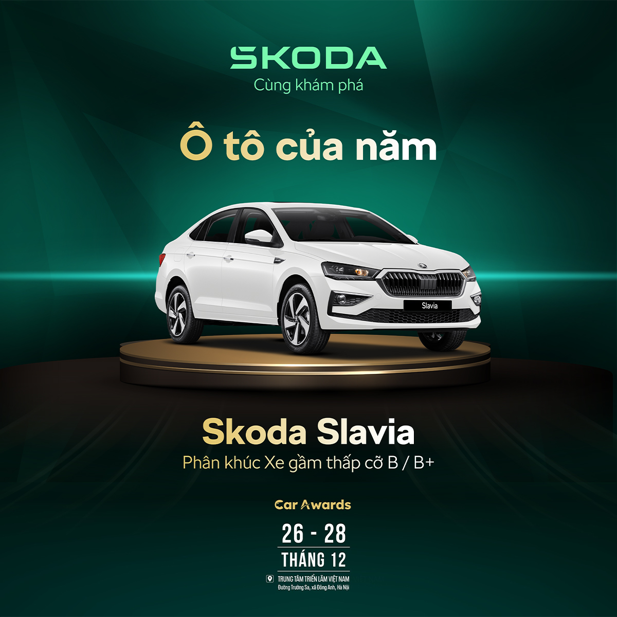 Skoda Slavia được xướng tên là Ô tô của năm tại hạng mục Xe gầm thấp cỡ B tại Car Awards 2025 – giải thưởng uy tín tôn vinh những mẫu xe nổi bật nhất thị trường Việt Nam do VNExpress tổ chức.